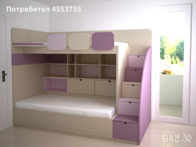 Двуетажно легло с градероб, снимка 1