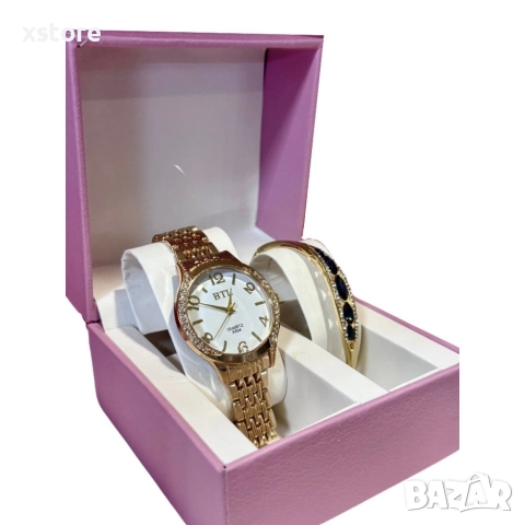 Луксозен дамски часовник с елегантна гривна – стил и изящество в една кутия, снимка 6 - Бижутерийни комплекти - 52793510
