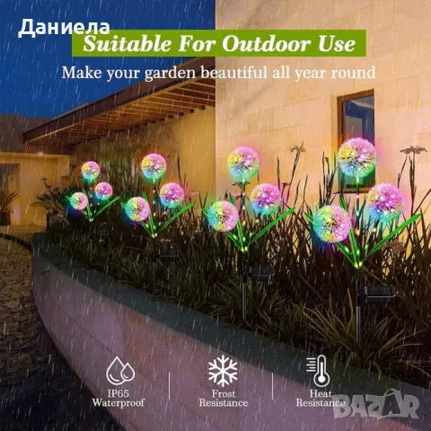 Соларни LED градински светлини - цветя, снимка 2 - Соларни лампи - 49185230