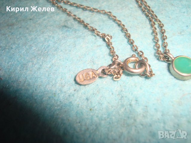 ПОСРЕБРЕНО НЕЖНО КОЛИЕ с ФАСЕТИРАН ЗЕЛЕН АХАТ МАРКИРОВКИ САЩ МАРКОВ АРТ МЕДАЛЬОН 72511, снимка 7 - Колиета, медальони, синджири - 35352985