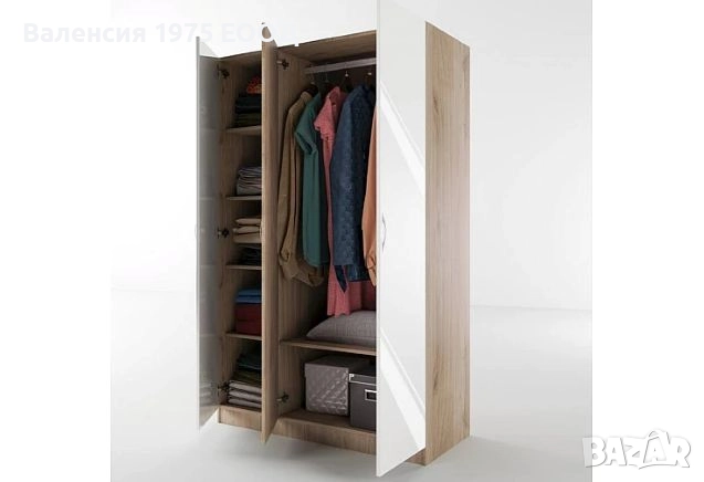 Трикрил гардероб Сити 1002 сонома, орех или комбинация бяло/ арвен, снимка 10 - Гардероби - 18790479