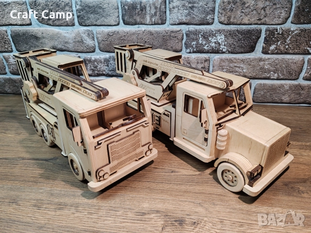 Дървен модел на камион – Вишка / Автовишка – Craft Camp, снимка 2 - Коли, камиони, мотори, писти - 52774936