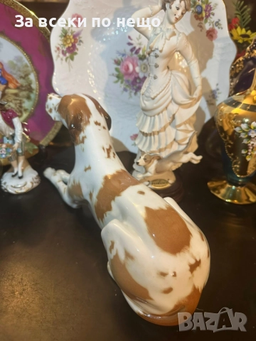 Lomonosov USSR Circa 1950 porcelain English Pointer dog - изящен и огромен сетер Код P1681, снимка 8 - Антикварни и старинни предмети - 52941748