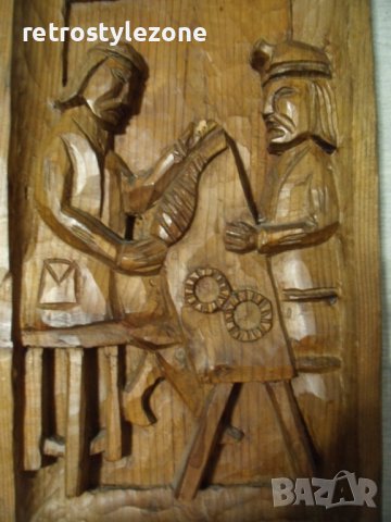 № 6212 стара дърворезба - пано   - размери 38 / 21,5 см , дебелина 4,5 см, снимка 2 - Антикварни и старинни предмети - 36677902