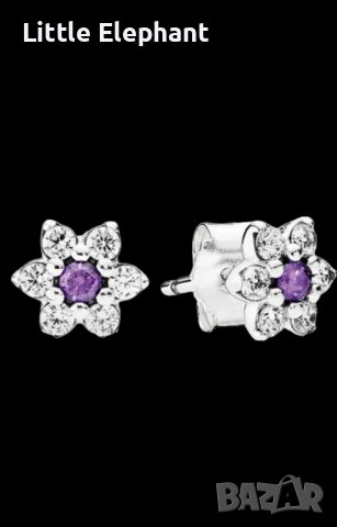 Дизайнерски сребърни обеци цветя,колекция"Flowers",purple/нови