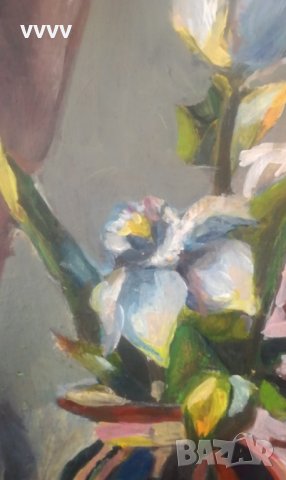 Стара картина масло 46/55см, снимка 3 - Картини - 32109076