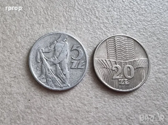 Полша. 5 и 20 злоти. 1959, 1973 година., снимка 1