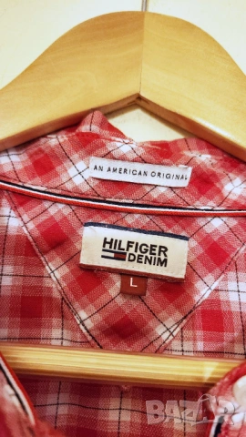Дамска риза Tommy Hilfiger червено-бяло каре, снимка 3 - Ризи - 54237874