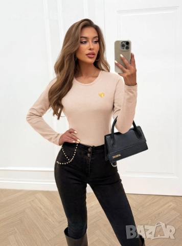 Дамска тениска с дълги ръкави и декоративен принт Burnice, 4цвята , снимка 3 - Тениски - 51791775