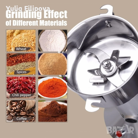 Мощна електрическа мелница за зърно и подправки – 150 г капацитет, 850W за бързо и фино смилане, снимка 3 - Други - 50799565