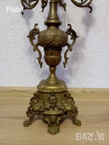 Комплект от два много големи масивни бронзови свещника - свещник, снимка 3 - Антикварни и старинни предмети - 52677577