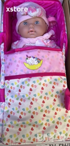 Кукла бебе с пълен комплект – Шише, пижама, легълце и аксесоари - 42 см - НА БЪЛГАРСКИ, снимка 9 - Кукли - 52737832