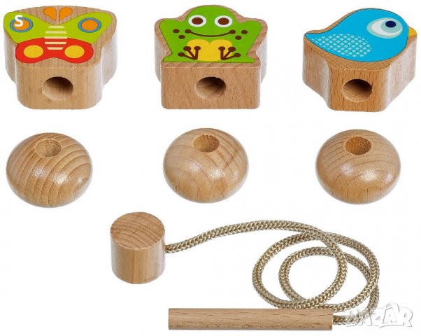 Дървена играчка за нанизване Lucy&Leo - С три фигурки, снимка 2 - Образователни игри - 37093472