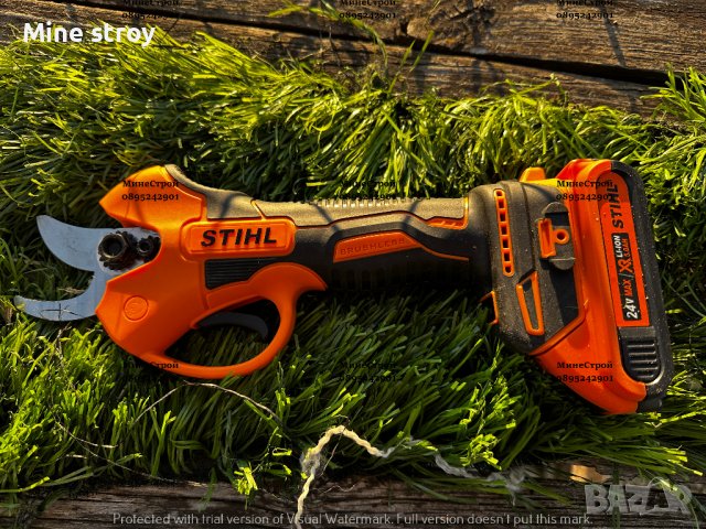 Акумулаторна лозарска ножица STIHL 5Ah до 30мм. Щил с 2 батерии, снимка 5 - Градинска техника - 39759488