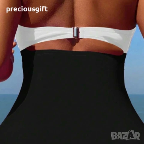 Дамски цял бански в черно и бяло, снимка 5 - Бански костюми - 51141210