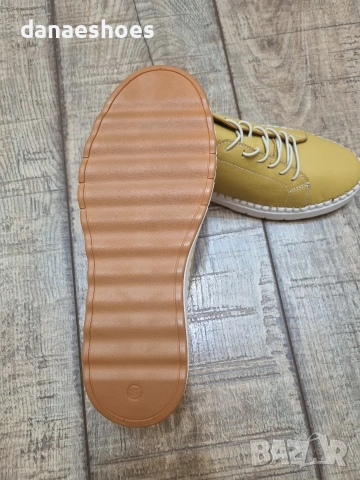 Дамски спортни обувки от естествена кожа в жълто , снимка 3 - Дамски ежедневни обувки - 53890826