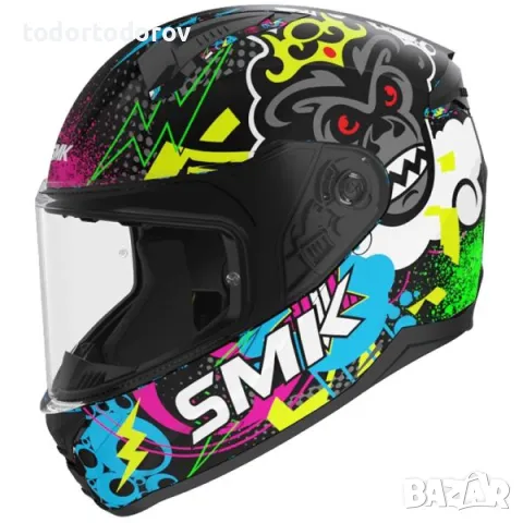 Детска мото каска SMK Bionic Kids CHIMPZ,Вентилация,топ цена!, снимка 1