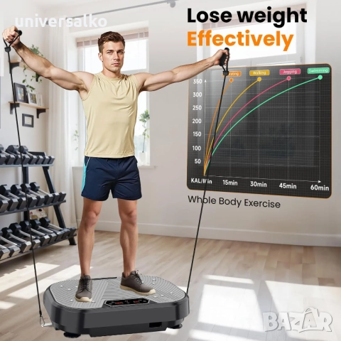 Фитнес плоча вибрационна платформа , Bluetooth функция, Дистанционно управление, еластични ленти, снимка 10 - Фитнес уреди - 39430721