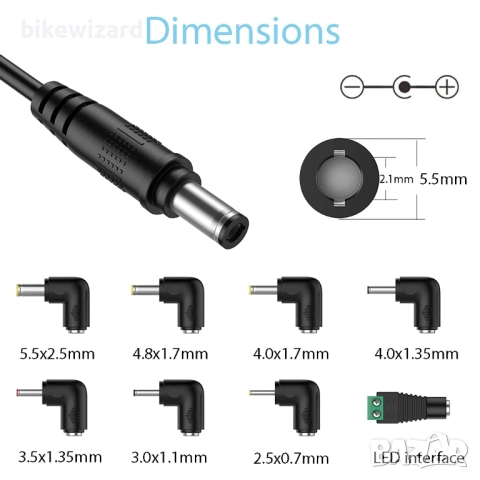 Универсален захранващ кабел за кола 12V 2A с 8 накрайника – 5.5 x 2.1 мм НОВО, снимка 3 - Друга електроника - 52698487