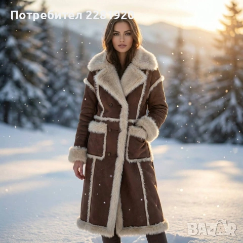 Модерно палто в кафяво - M, L, XL , снимка 2 - Палта, манта - 53212541