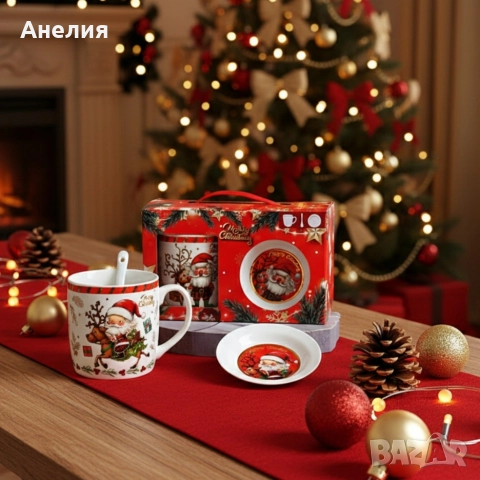 Премиум коледен подаръмен сет-керамична чаша с аксесоари, снимка 2 - Чаши - 52657824