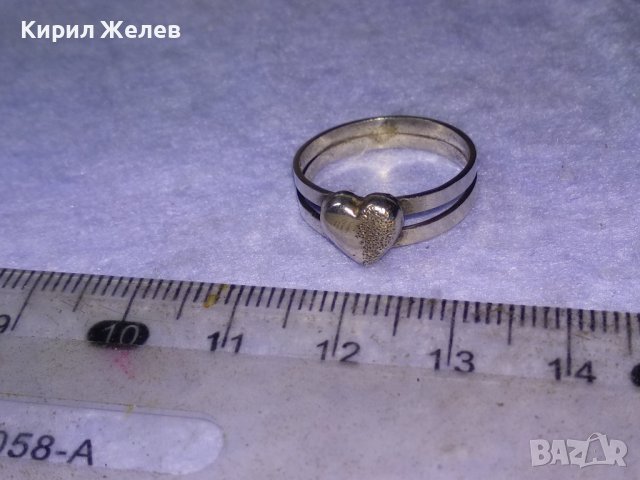 ИЗЯЩЕН СЪРЦЕВИДЕН РОМАНТИЧЕН МАЙСТОРСКИ СРЕБЪРЕН ПРЪСТЕН ВИСОКА ПРОБА СРЕБРО с БЯЛА ПОЗЛАТА 40095, снимка 10 - Пръстени - 42761234