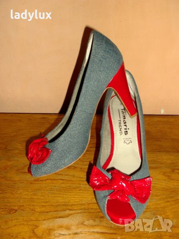 Tamaris, с червени лачени токчета, 38-ми номер. Код 1060