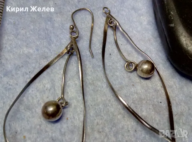 АЛ НУВО СТИЛ СРЕБЪРНИ ОБЕЦИ СРЕБРО 925 РЪЧНА РЕТРО АРТ ИЗРАБОТКА ЕДНАТА с НУЖДА от ЗАКАЧАЛКА 47735, снимка 7 - Обеци - 49553345