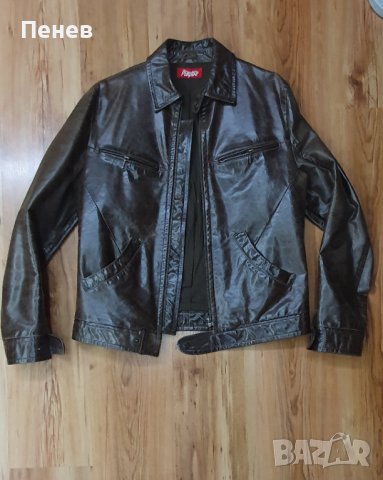 Мъжко кафяво кожено яке Playlife, снимка 2 - Якета - 42865161