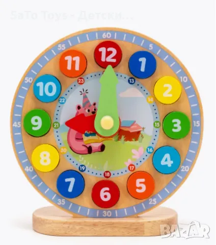 Дървен сортер,часовник,образователна игра, снимка 4 - Образователни игри - 50021191