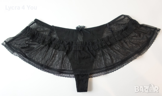 C&A Lingerie M/L еротична черна тюлена мини поличка с вградена прашка, снимка 1 - Бельо - 44752084