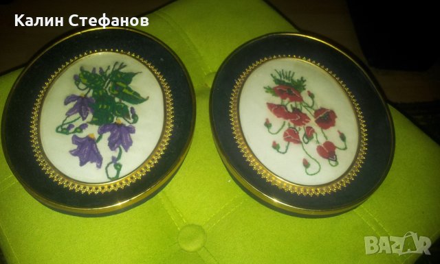 Два ретро гоблена с изпъкнало стъкло, цветя, различни, снимка 10 - Гоблени - 30158742