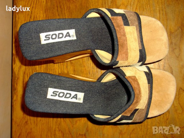 SODA, дървена платформа и ест. кожа, 37-ми номер. Код 1061, снимка 5 - Сандали - 29337918