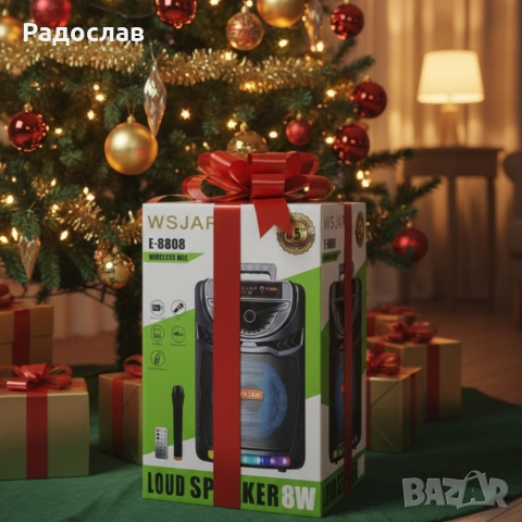 Bluetooth караоке колона с безжичен микрофон – 8,5″ говорител, LED светлини, TWS и FM радио, снимка 3 - Караоке - 52842112