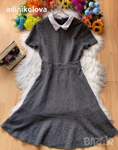 Сребриста рокля с яка, снимка 1