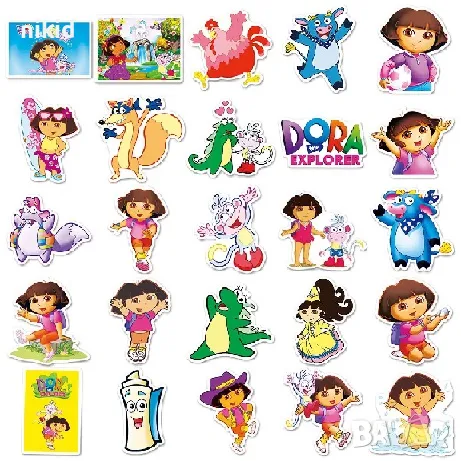50 бр Дора Изследователката самозалепващи лепенки стикери за украса декор картонена торта , снимка 2 - Други - 49937416