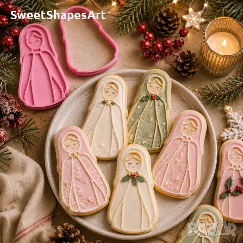 Резец и щампа за сладки – Дева Мария, снимка 4 - Форми - 55850992
