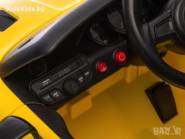 Porsche Spyder RS 12V – Детска акумулаторна кола, Жълта, EVA гуми, снимка 10 - Детски велосипеди, триколки и коли - 49731246