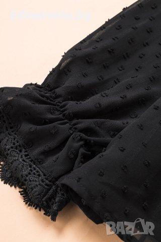Дамска блуза в черно с дълъг ръкав и принт на точки, снимка 8 - Блузи с дълъг ръкав и пуловери - 42766770
