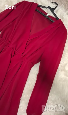 РАЗКОШНА червена рокля тюл с подплата, снимка 5 - Рокли - 48328851