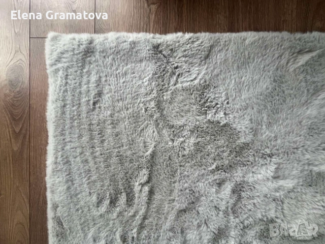 пухкав килим тип заешка кожа 160/220 светло сив