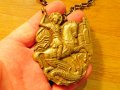 Старинна солидна бронзова икона, нагръден медальон със Свети Георги Победоносец - вашия покровител и, снимка 1 - Антикварни и старинни предмети - 38465263