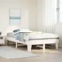 vidaXL Рамка за легло без матрак, бял, 120x190 см, борово дърво масив, снимка 2