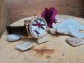 Дамски стилен часовник с пеперуди и кожена каишка в кафяво