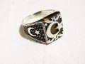 стар красив мъжки сребърен пръстен с полумесецът и звездата, турски пръстен, османск, снимка 4