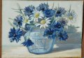 Стара картина, ваза с цветя, 1950-те год., снимка 1 - Картини - 39506182