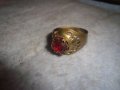 СТАРИНЕН МЕСИНГОВ АЖУРЕН МАЙСТОРСКИ СКЪПОЦЕНЕН ПРЪСТЕН с ГОЛЯМ ЮВЕЛИРНО ФАСЕТИРАН ГРАНАТ 27156, снимка 12