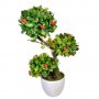 Изкуствен бонсай храст на 3 нива Червени цветя, 30 см, снимка 1 - Изкуствени цветя - 35590684