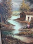 80х68см/голяма картина масло върху платно/горски пейзаж/къщи-река-дървета/дървена рамка, снимка 3