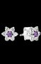 Дизайнерски сребърни обеци цветя,колекция"Flowers",purple/нови, снимка 1 - Колиета, медальони, синджири - 42649202